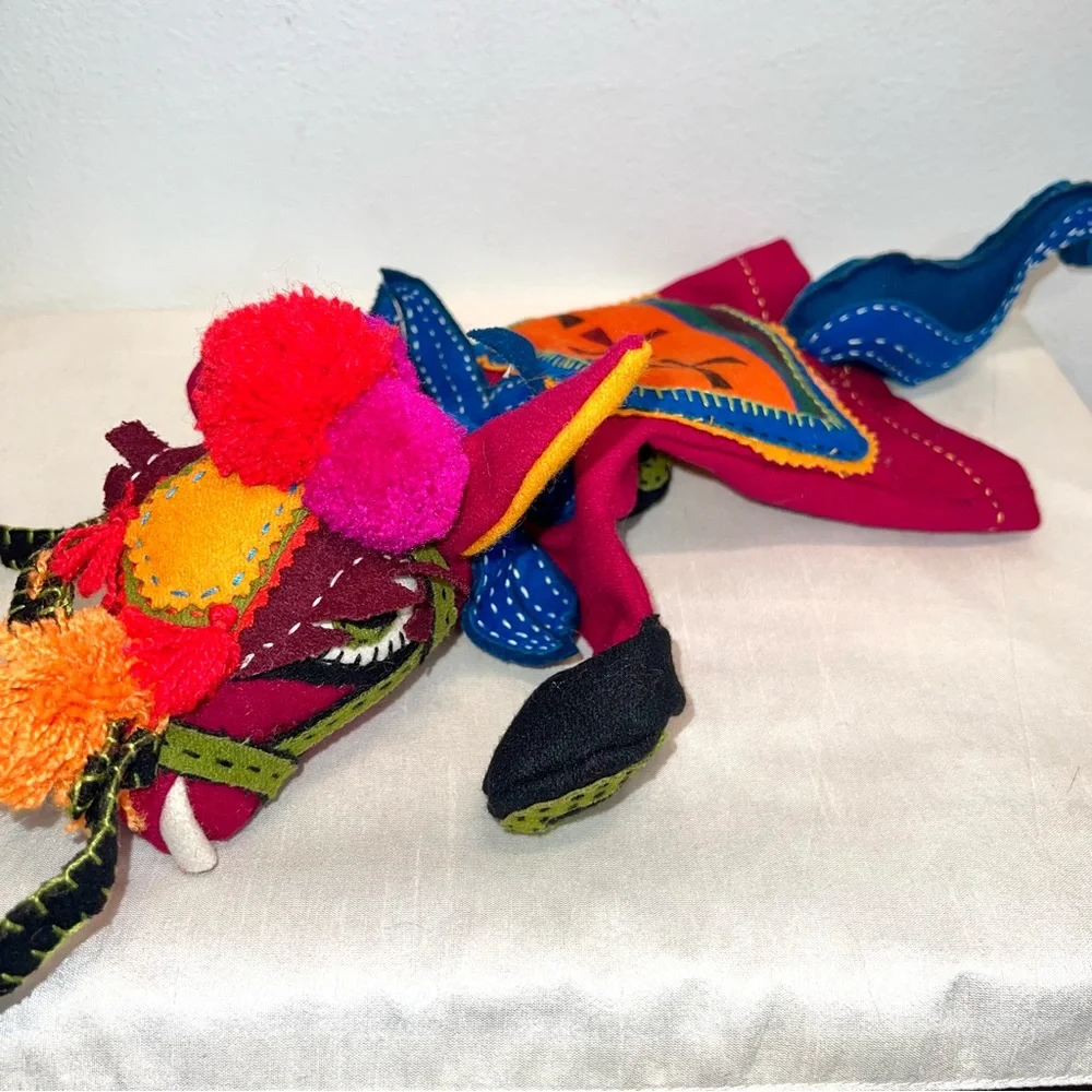 Donkey Horse Hand Puppet Wool Boho COLORFUL Festive Spain Mexico Exotic 1966/69 - Picture 8 of 8
